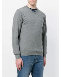 grauer Pullover mit einem V-Ausschnitt von Emporio Armani
