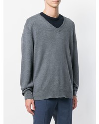 grauer Pullover mit einem V-Ausschnitt von Massimo Alba