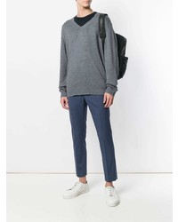 grauer Pullover mit einem V-Ausschnitt von Massimo Alba