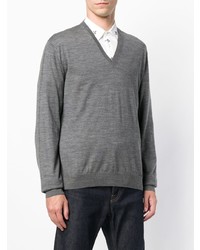 grauer Pullover mit einem V-Ausschnitt von Gucci