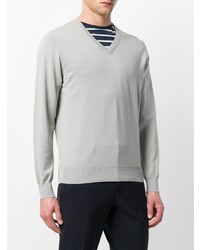 grauer Pullover mit einem V-Ausschnitt von Canali