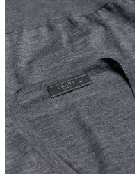 grauer Pullover mit einem V-Ausschnitt von Prada