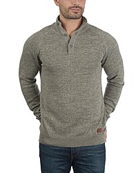 grauer Pullover mit einem zugeknöpften Kragen von BLEND