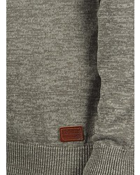 grauer Pullover mit einem zugeknöpften Kragen von BLEND