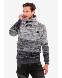 grauer Pullover mit einem zugeknöpften Kragen von Cipo & Baxx