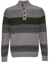 grauer Pullover mit einem zugeknöpften Kragen von Highmoor
