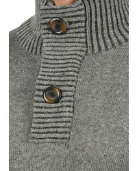 grauer Pullover mit einem zugeknöpften Kragen von INDICODE