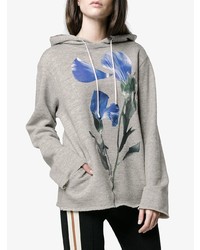 grauer Pullover mit einer Kapuze mit Blumenmuster von Golden Goose Deluxe Brand