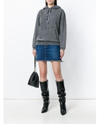 grauer Pullover mit einer Kapuze von Saint Laurent