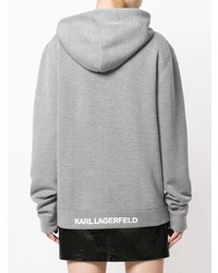 grauer Pullover mit einer Kapuze von Karl Lagerfeld