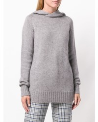 grauer Pullover mit einer Kapuze von Ma Ry Ya