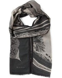 grauer Schal mit Paisley-Muster von Etro