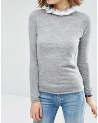 grauer Spitzepullover von Asos