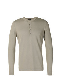 grauer Strick Henley-Pullover