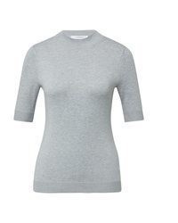 grauer Strick Kurzarmpullover von Comma