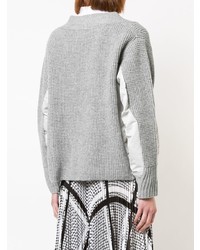 grauer Strick Oversize Pullover von Sacai