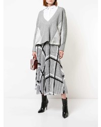 grauer Strick Oversize Pullover von Sacai