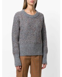 grauer Strick Oversize Pullover von Prada
