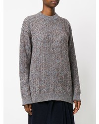 grauer Strick Oversize Pullover von Prada