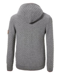 grauer Strick Pullover mit einem Kapuze von ALMGWAND