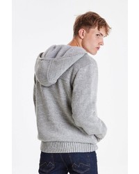 grauer Strick Pullover mit einem Kapuze von BLEND