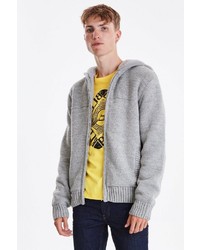 grauer Strick Pullover mit einem Kapuze von BLEND