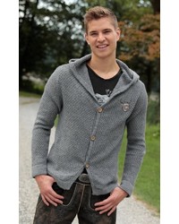 grauer Strick Pullover mit einem Kapuze von HANGOWEAR