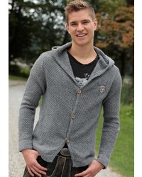 grauer Strick Pullover mit einem Kapuze von HANGOWEAR