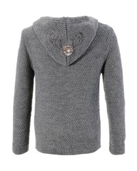 grauer Strick Pullover mit einem Kapuze von HANGOWEAR