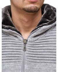 grauer Strick Pullover mit einem Kapuze von INDICODE