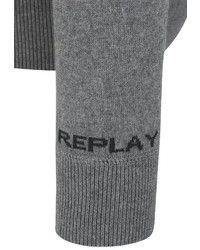 grauer Strick Pullover mit einem Kapuze von Replay