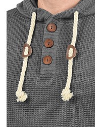 grauer Strick Pullover mit einem Kapuze von Solid