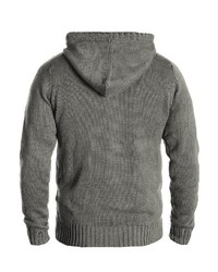 grauer Strick Pullover mit einem Kapuze von Solid