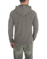 grauer Strick Pullover mit einem Kapuze von Solid