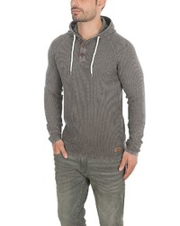 grauer Strick Pullover mit einem Kapuze von Solid