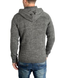 grauer Strick Pullover mit einem Kapuze von Solid