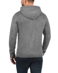 grauer Strick Pullover mit einem Kapuze von Solid