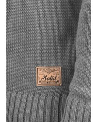 grauer Strick Pullover mit einem Kapuze von Solid