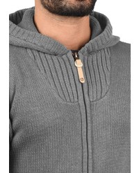 grauer Strick Pullover mit einem Kapuze von Solid