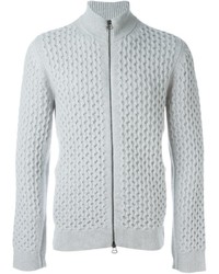 grauer Strick Pullover mit einem Reißverschluß