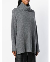 grauer Strick Rollkragenpullover von Le Kasha