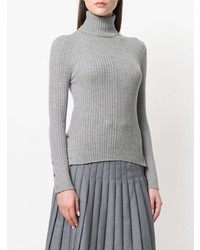 grauer Strick Rollkragenpullover von Thom Browne