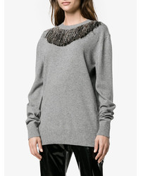 grauer Strick Wollpullover von Christopher Kane