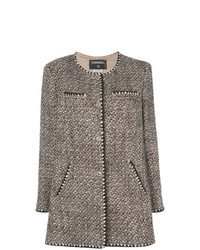 grauer Tweed Mantel von Chanel Vintage