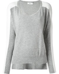 grauer verzierter Pullover mit einem Rundhalsausschnitt von Blugirl