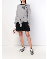 grauer verzierter Pullover mit einem Rundhalsausschnitt von Blugirl