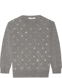 grauer verzierter Pullover mit einem Rundhalsausschnitt von Marc Jacobs