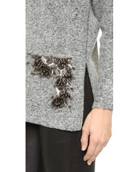 grauer verzierter Pullover von By Malene Birger