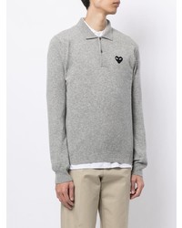 grauer Wollpolo pullover von Comme Des Garcons Play