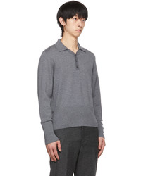 grauer Wollpolo pullover von Thom Browne